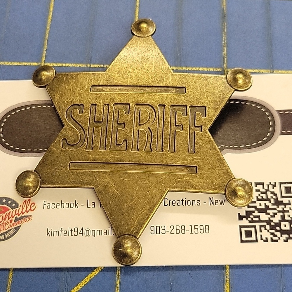 Sheriff Star Copper Tone 2.5" Badge Pin Clasp